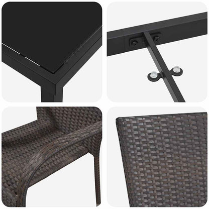 Garten Essgruppe 5 pcs Braun Poly Rattan