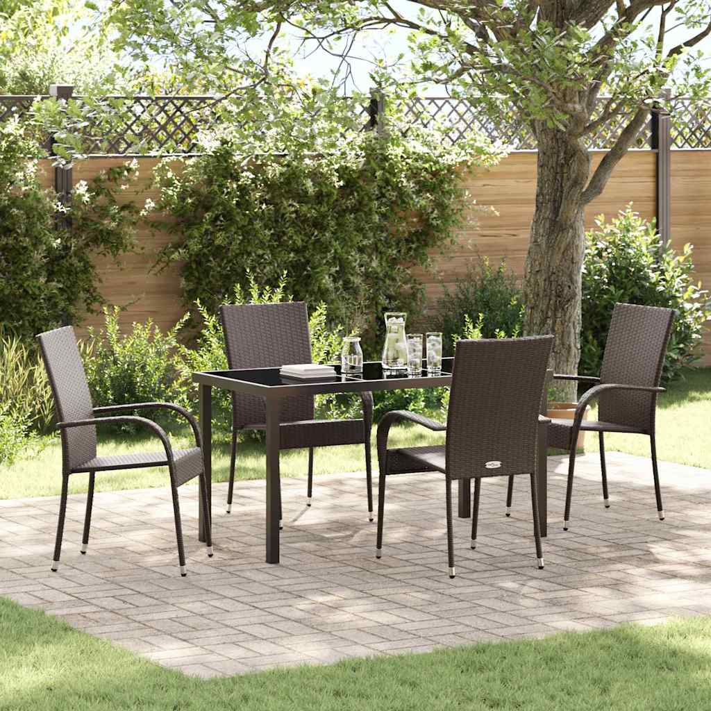 Garten Essgruppe 5 pcs Braun Poly Rattan