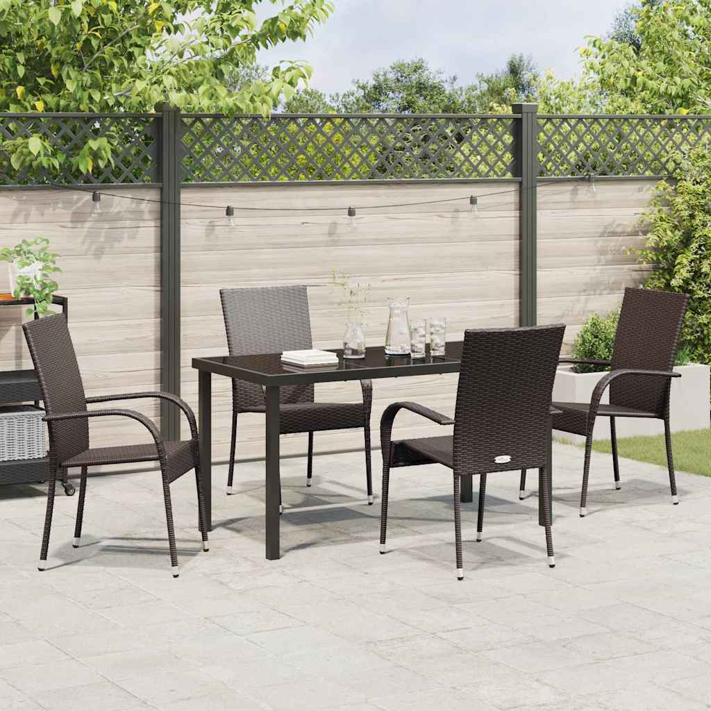 Garten Essgruppe 5 pcs Braun Poly Rattan
