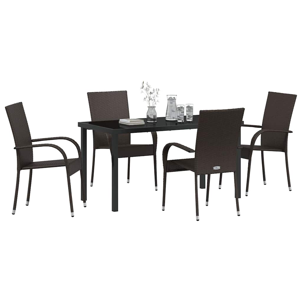 Garten Essgruppe 5 pcs Braun Poly Rattan