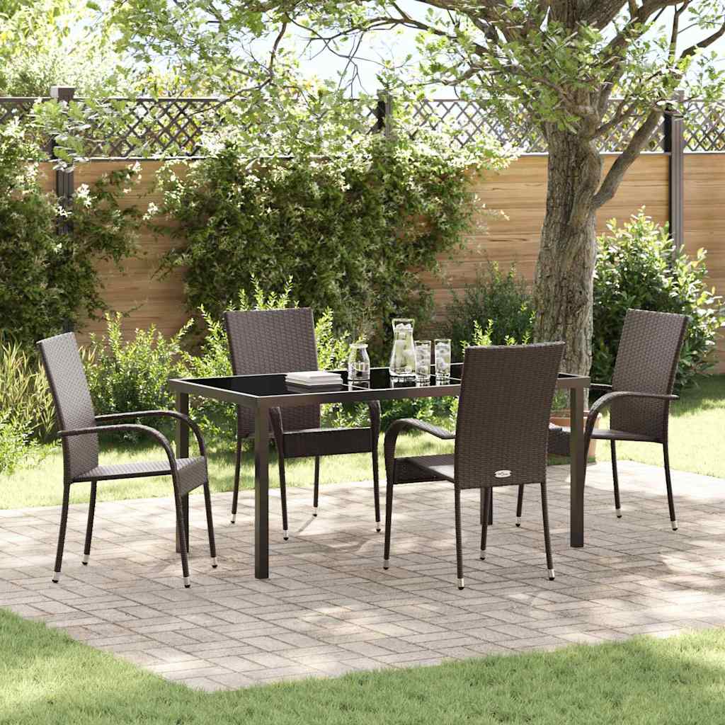 Garten Essgruppe 5 pcs Braun Poly Rattan