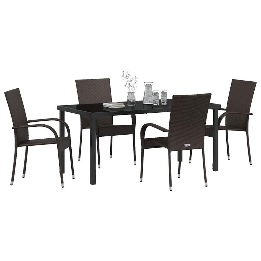 Garten Essgruppe 5 pcs Braun Poly Rattan