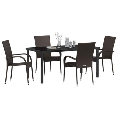 Garten Essgruppe 5 pcs Braun Poly Rattan