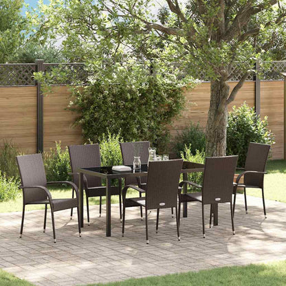 Garten Essgruppe 7 pcs Braun Poly Rattan