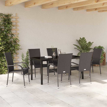 Garten Essgruppe 7 pcs Braun Poly Rattan