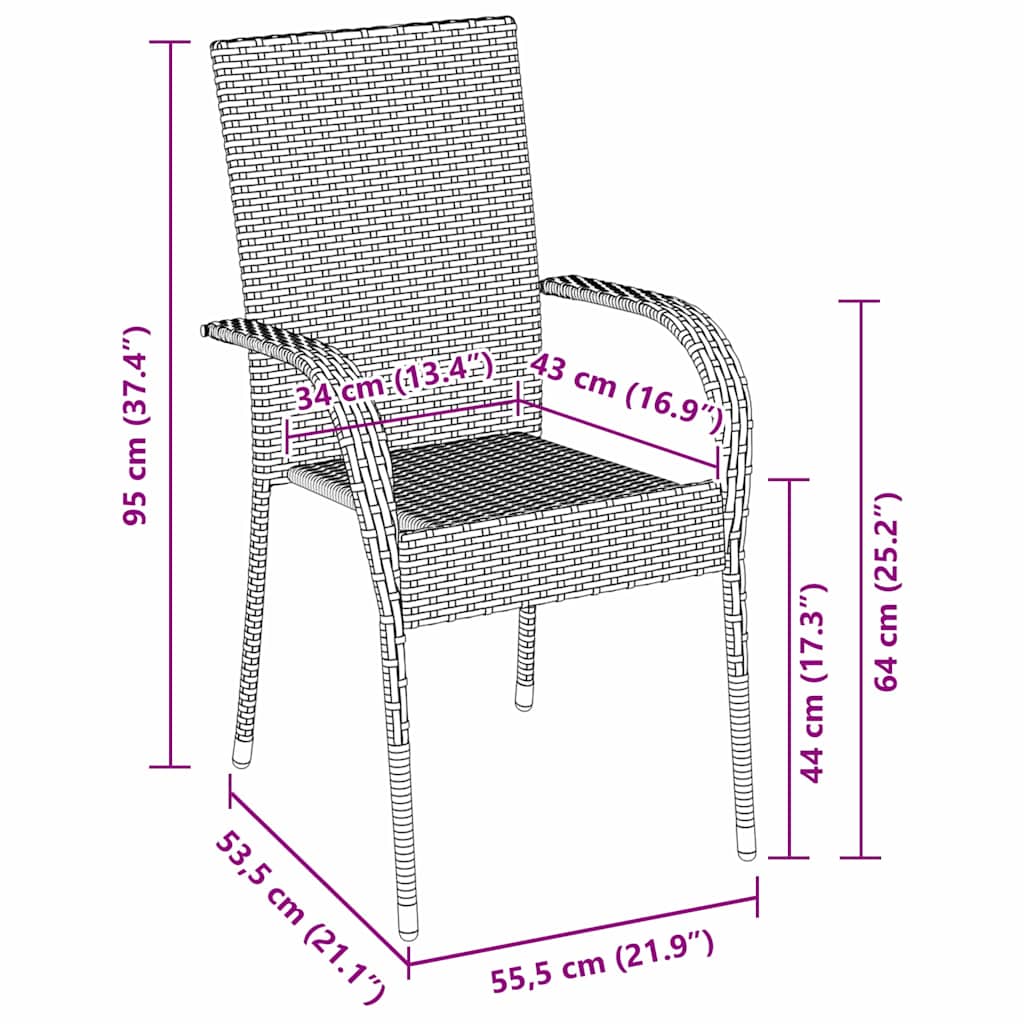 Garten Essgruppe 7 pcs Braun Poly Rattan