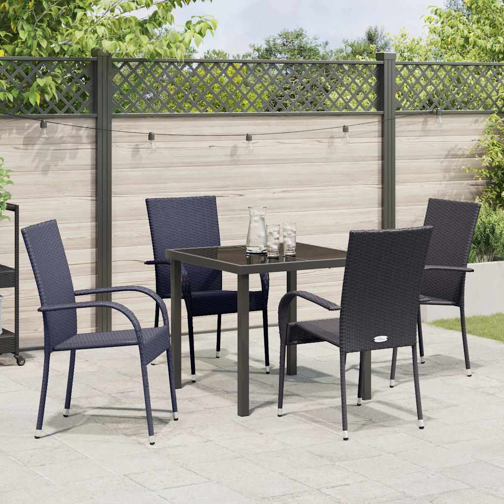 Garten Essgruppe 5 pcs Schwarz Poly Rattan