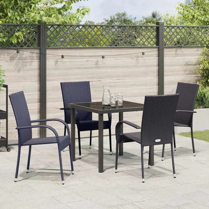 Garten Essgruppe 5 pcs Schwarz Poly Rattan