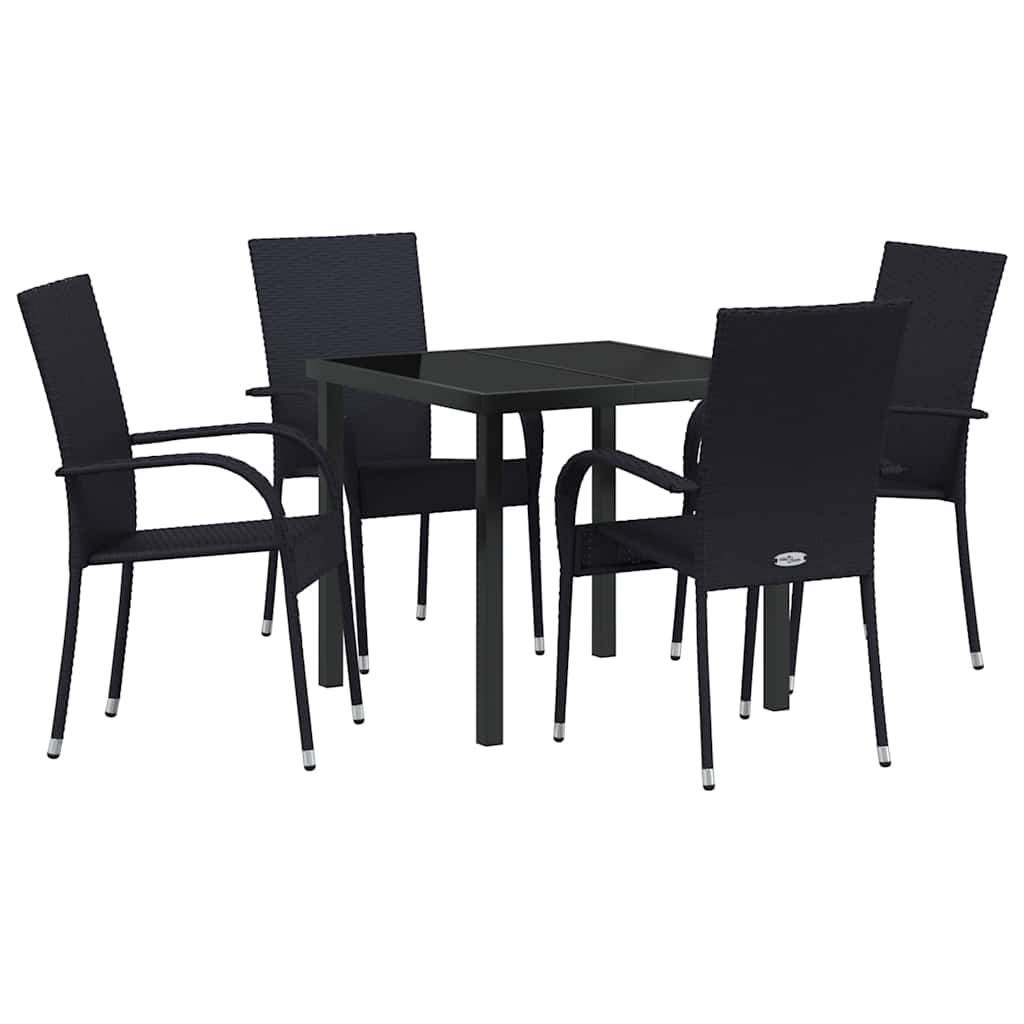 Garten Essgruppe 5 pcs Schwarz Poly Rattan