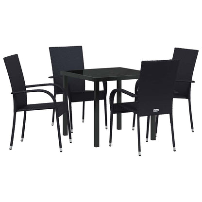 Garten Essgruppe 5 pcs Schwarz Poly Rattan