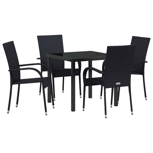 Garten Essgruppe 5 pcs Schwarz Poly Rattan