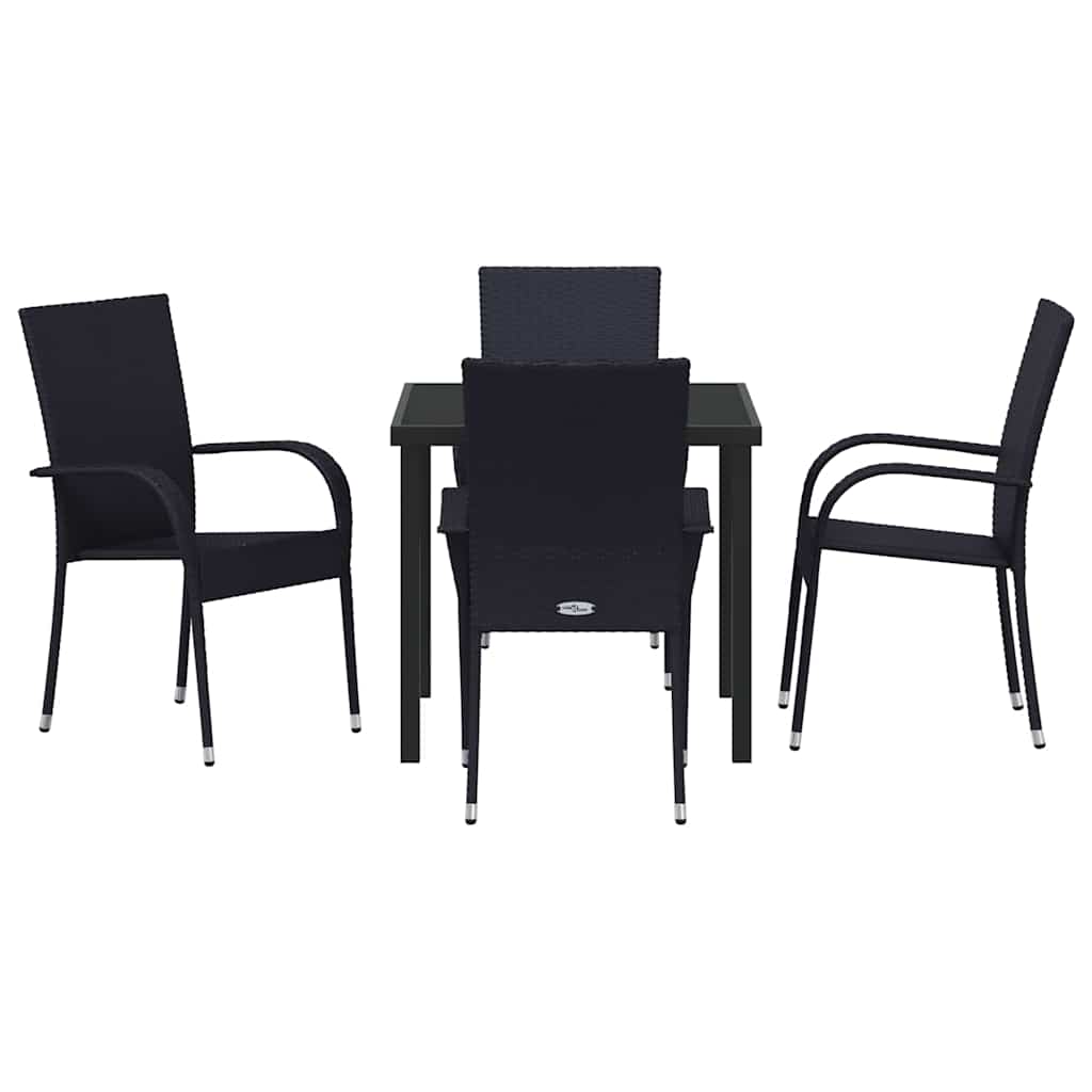 Garten Essgruppe 5 pcs Schwarz Poly Rattan