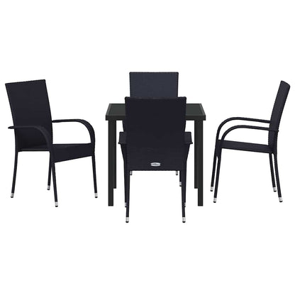 Garten Essgruppe 5 pcs Schwarz Poly Rattan