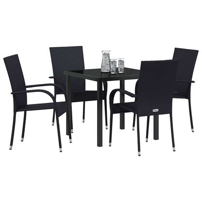 Garten Essgruppe 5 pcs Schwarz Poly Rattan