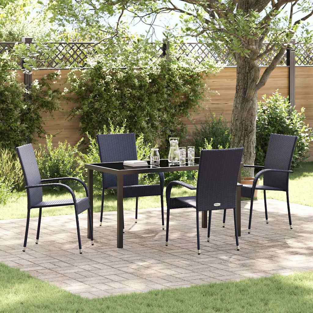 Garten Essgruppe 5 pcs Schwarz Poly Rattan