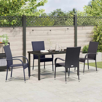 Garten Essgruppe 5 pcs Schwarz Poly Rattan