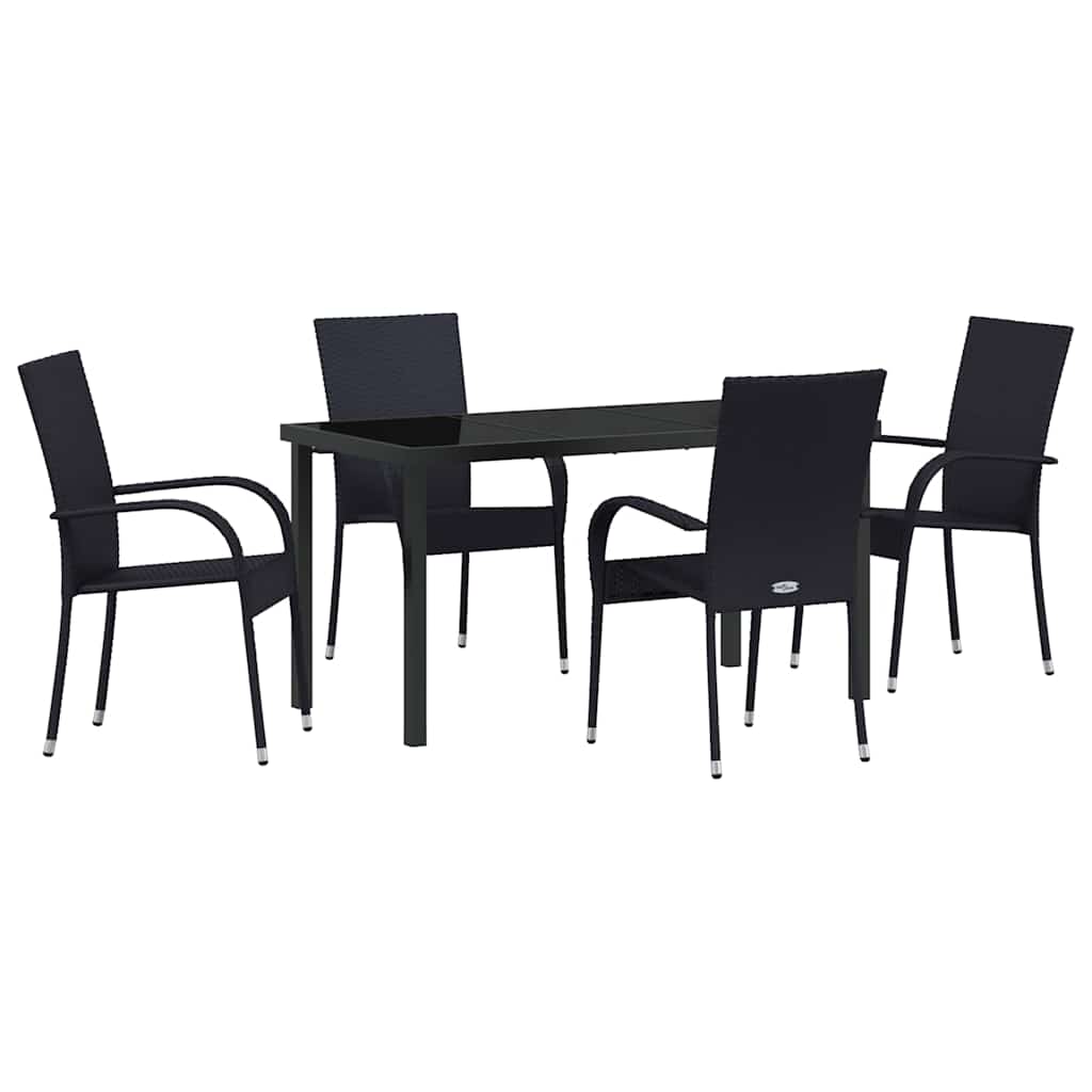 Garten Essgruppe 5 pcs Schwarz Poly Rattan