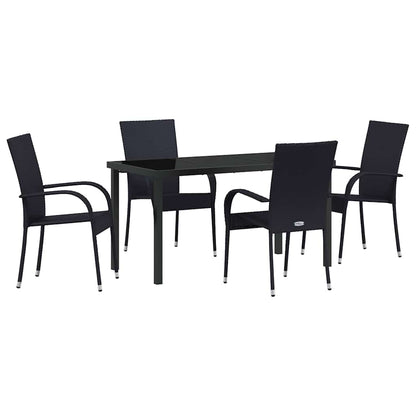 Garten Essgruppe 5 pcs Schwarz Poly Rattan