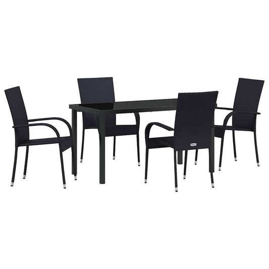 Garten Essgruppe 5 pcs Schwarz Poly Rattan