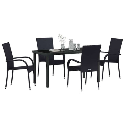 Garten Essgruppe 5 pcs Schwarz Poly Rattan