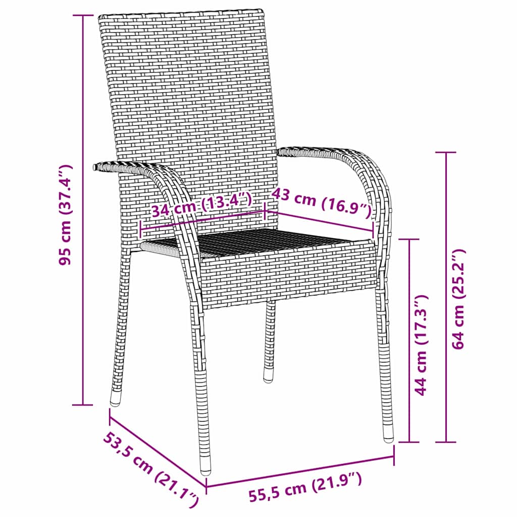 Garten Essgruppe 5 pcs Schwarz Poly Rattan