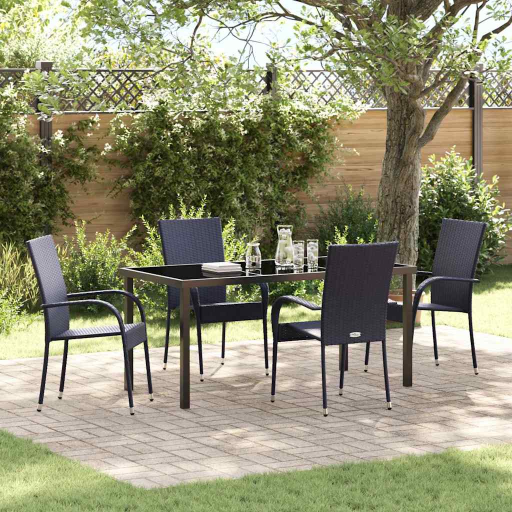 Garten Essgruppe 5 pcs Schwarz Poly Rattan