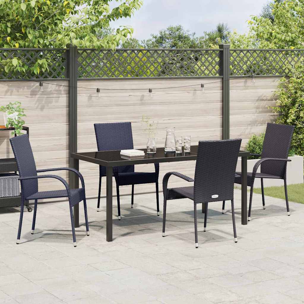 Garten Essgruppe 5 pcs Schwarz Poly Rattan