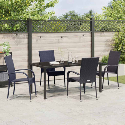 Garten Essgruppe 5 pcs Schwarz Poly Rattan