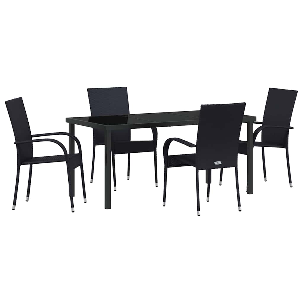 Garten Essgruppe 5 pcs Schwarz Poly Rattan