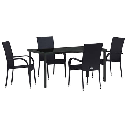 Garten Essgruppe 5 pcs Schwarz Poly Rattan