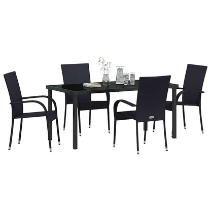 Garten Essgruppe 5 pcs Schwarz Poly Rattan