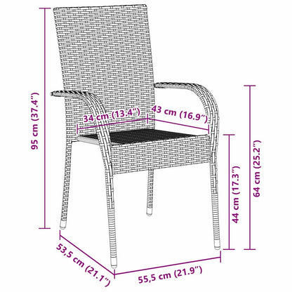 Garten Essgruppe 7 pcs Schwarz Poly Rattan