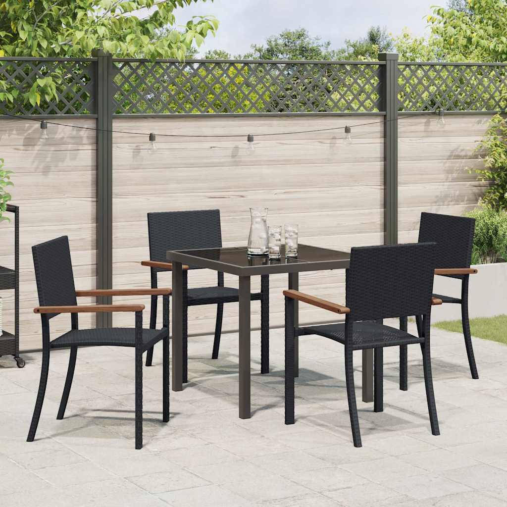 Garten Essgruppe 5 pcs Schwarz Poly Rattan