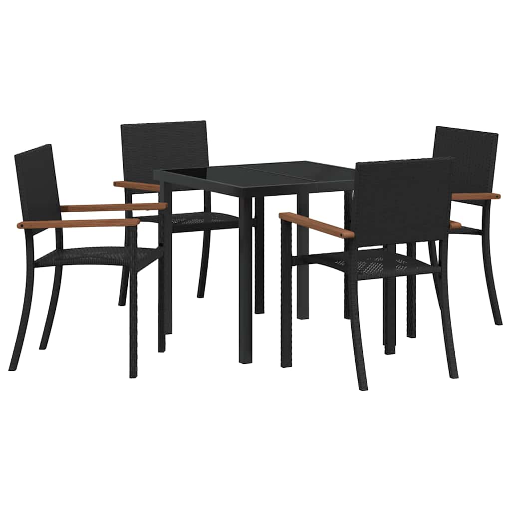Garten Essgruppe 5 pcs Schwarz Poly Rattan
