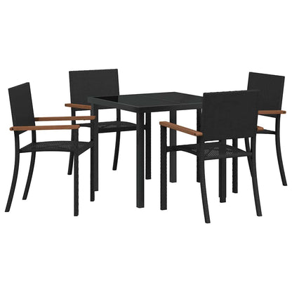 Garten Essgruppe 5 pcs Schwarz Poly Rattan