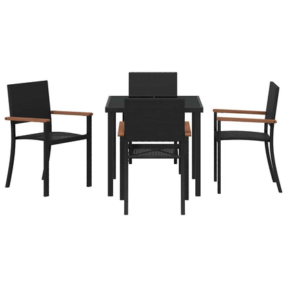 Garten Essgruppe 5 pcs Schwarz Poly Rattan