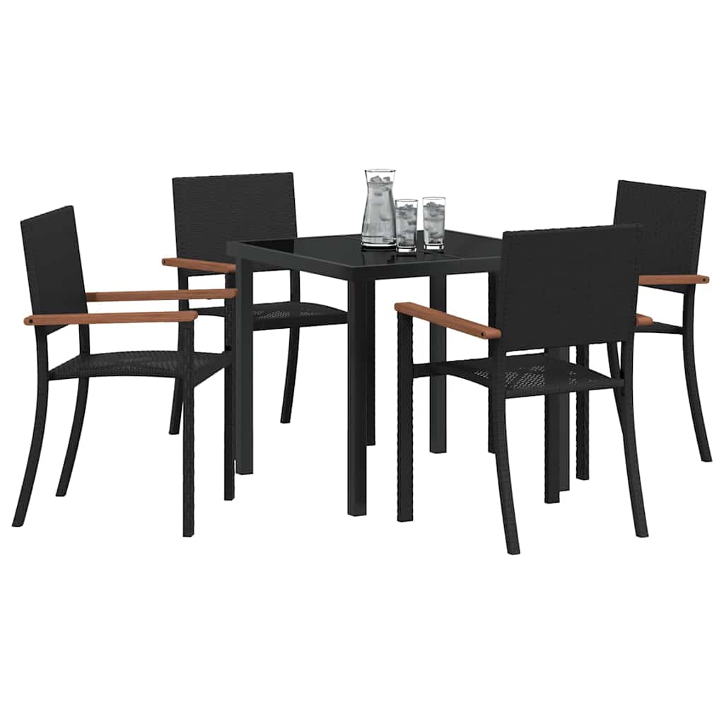 Garten Essgruppe 5 pcs Schwarz Poly Rattan