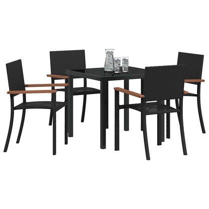 Garten Essgruppe 5 pcs Schwarz Poly Rattan