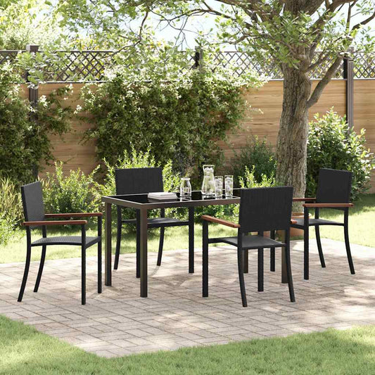 Garten Essgruppe 5 pcs Schwarz Poly Rattan