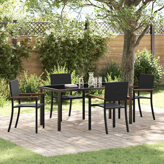 Garten Essgruppe 5 pcs Schwarz Poly Rattan