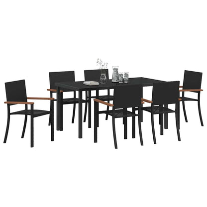 Garten Essgruppe 7 pcs Schwarz Poly Rattan