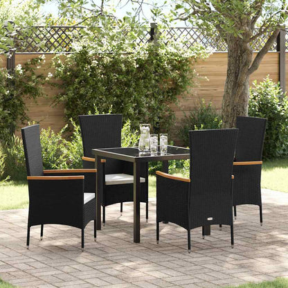 Garten Essgruppe mit Kissen 5 pcs Schwarz Poly Rattan