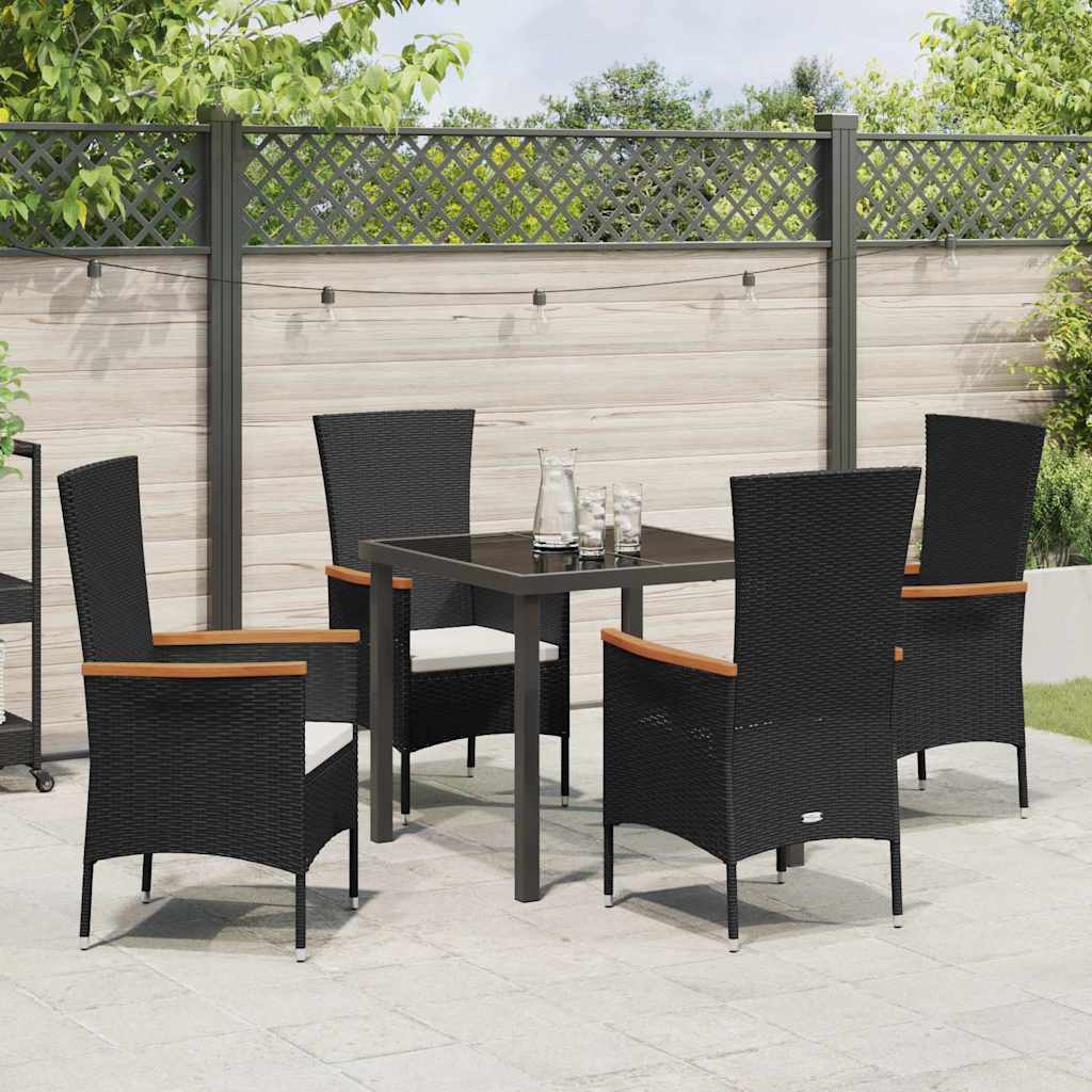 Garten Essgruppe mit Kissen 5 pcs Schwarz Poly Rattan
