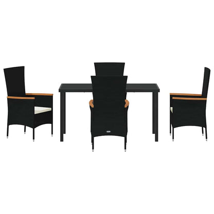 Garten Essgruppe mit Kissen 5 pcs Schwarz Poly Rattan