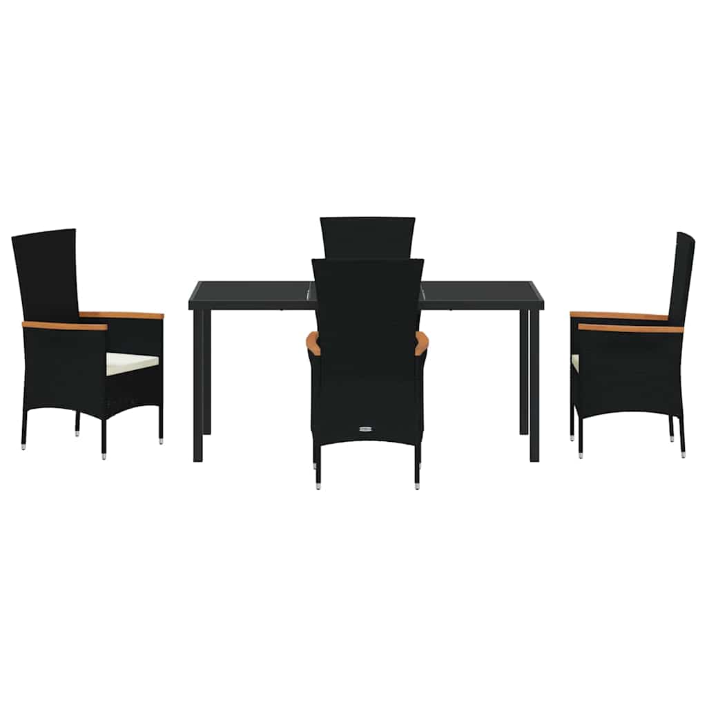 Garten Essgruppe mit Kissen 5 pcs Schwarz Poly Rattan