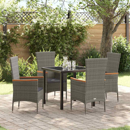 Garten Essgruppe mit Kissen 5 pcs Grau Poly Rattan