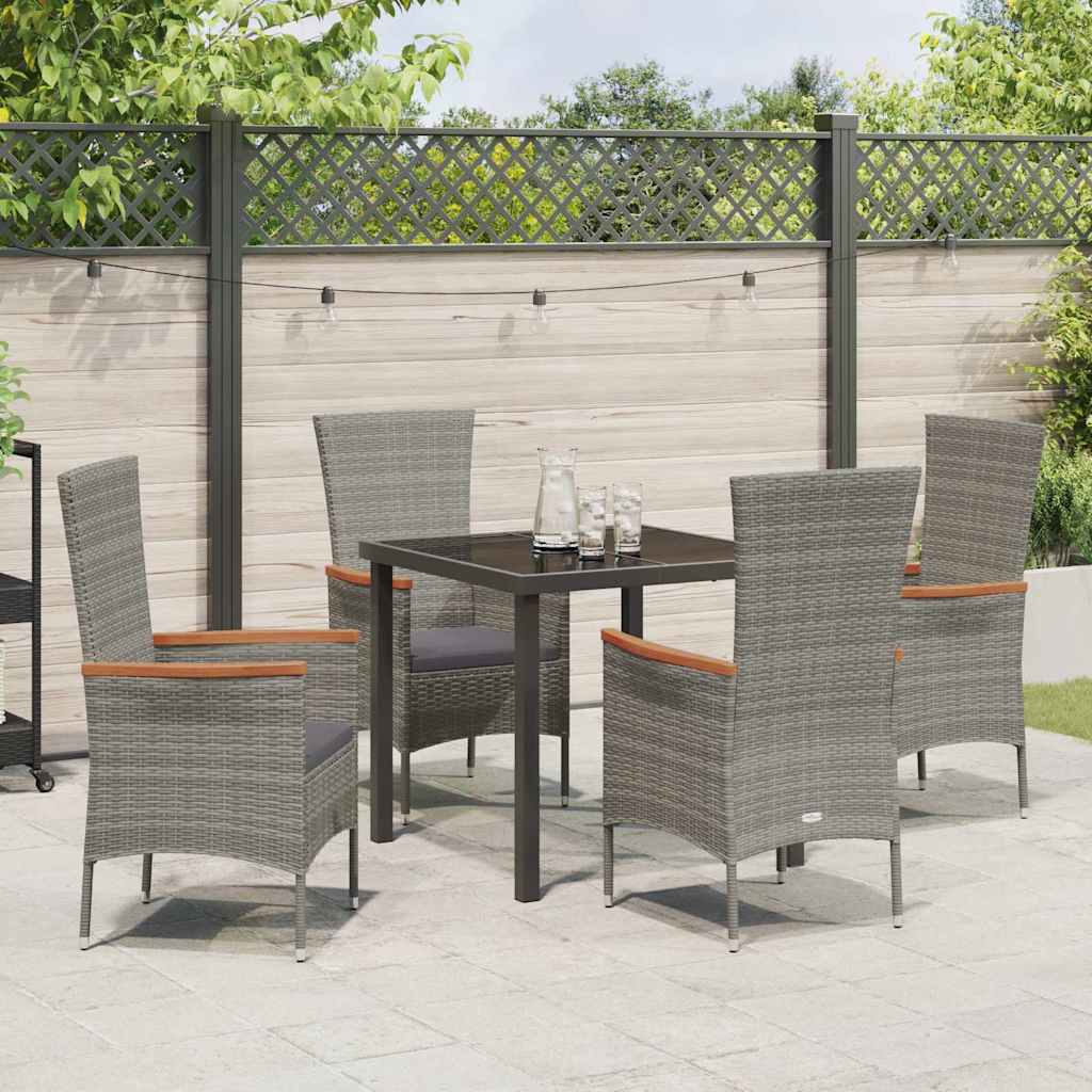 Garten Essgruppe mit Kissen 5 pcs Grau Poly Rattan