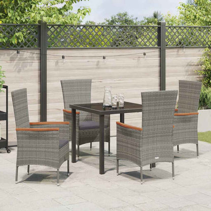 Garten Essgruppe mit Kissen 5 pcs Grau Poly Rattan