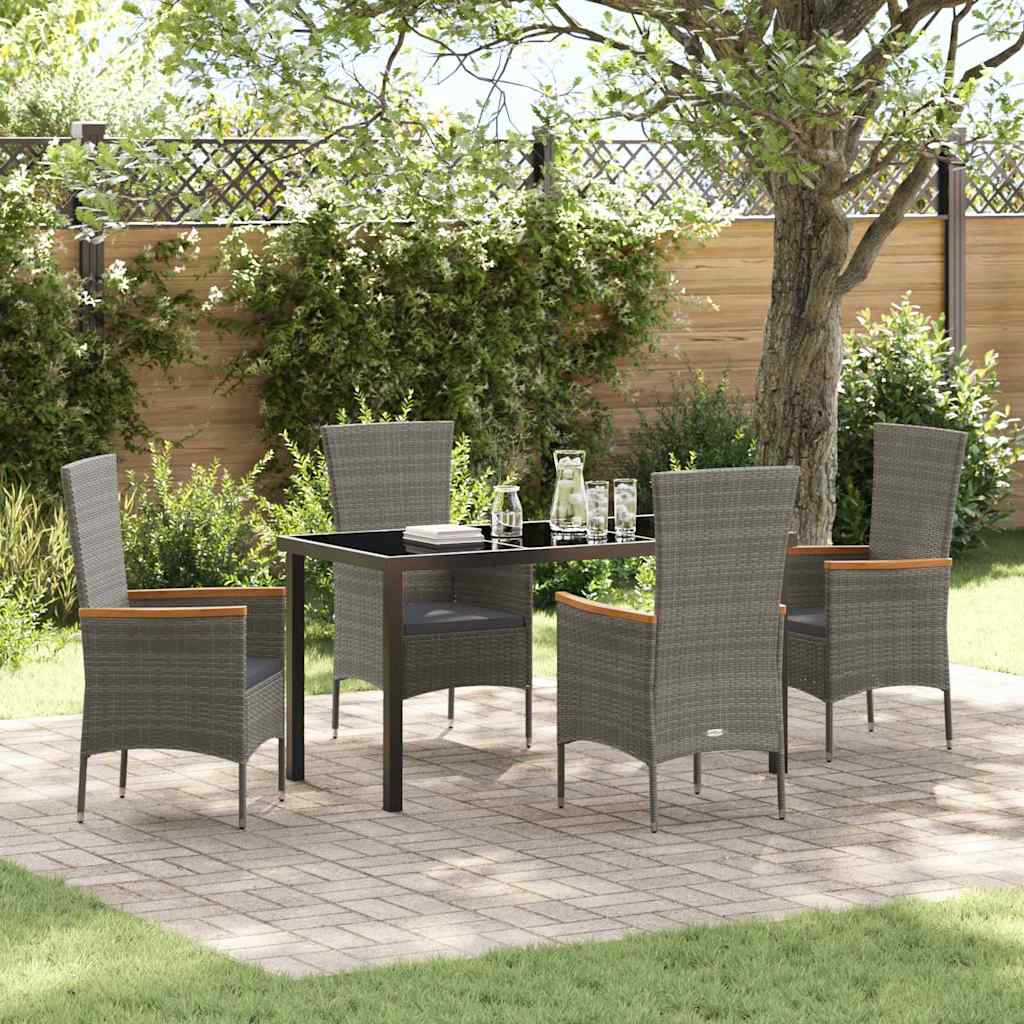 Garten Essgruppe mit Kissen 5 pcs Grau Poly Rattan
