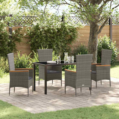 Garten Essgruppe mit Kissen 5 pcs Grau Poly Rattan